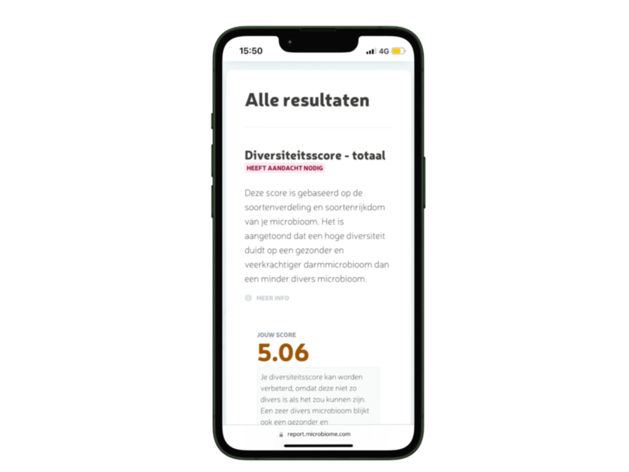 De resultaten van deze test zijn ook goed zichtbaar op je telefoon De resultaten van deze test zijn ook goed zichtbaar op je telefoon