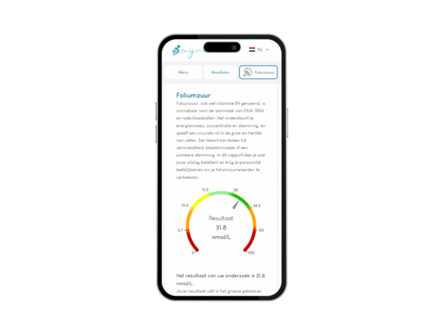 Het resultaat van je vitamine B test is eenvoudig af te lezen vanaf computer en telefoon. Het resultaat van je vitamine B test is eenvoudig af te lezen vanaf computer en telefoon.