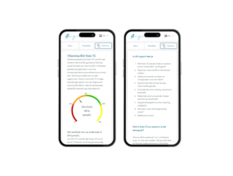 Dit is hoe jouw vitamine B12 test rapport er uit ziet op jouw mobiele telefoon