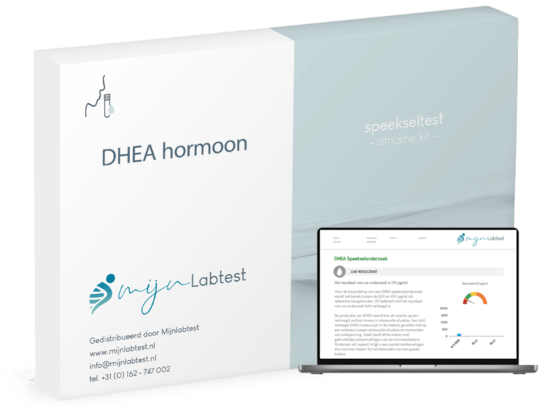de DHEA hormoon test wordt afgenomen met een eenvoudige test kit die we per brievenbuspakketje naar je opsturen